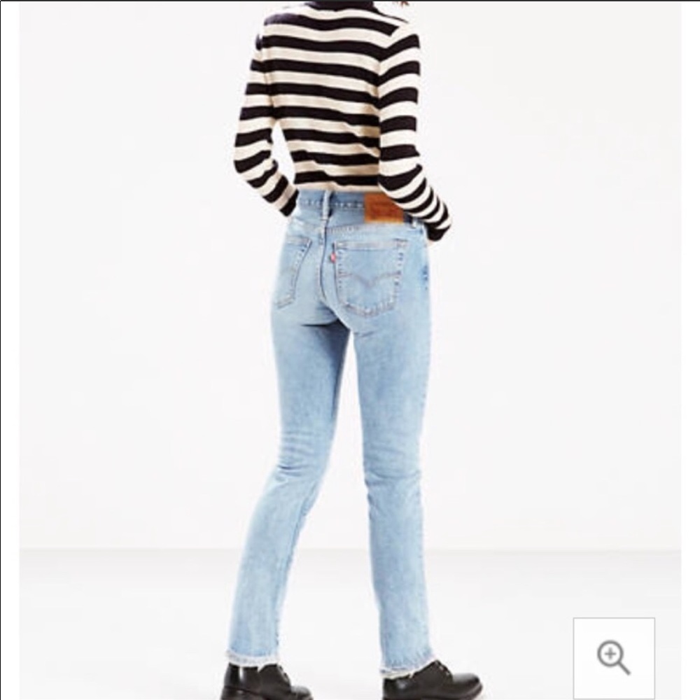 505’s Selvedge Levis Blue Ripped Jeans